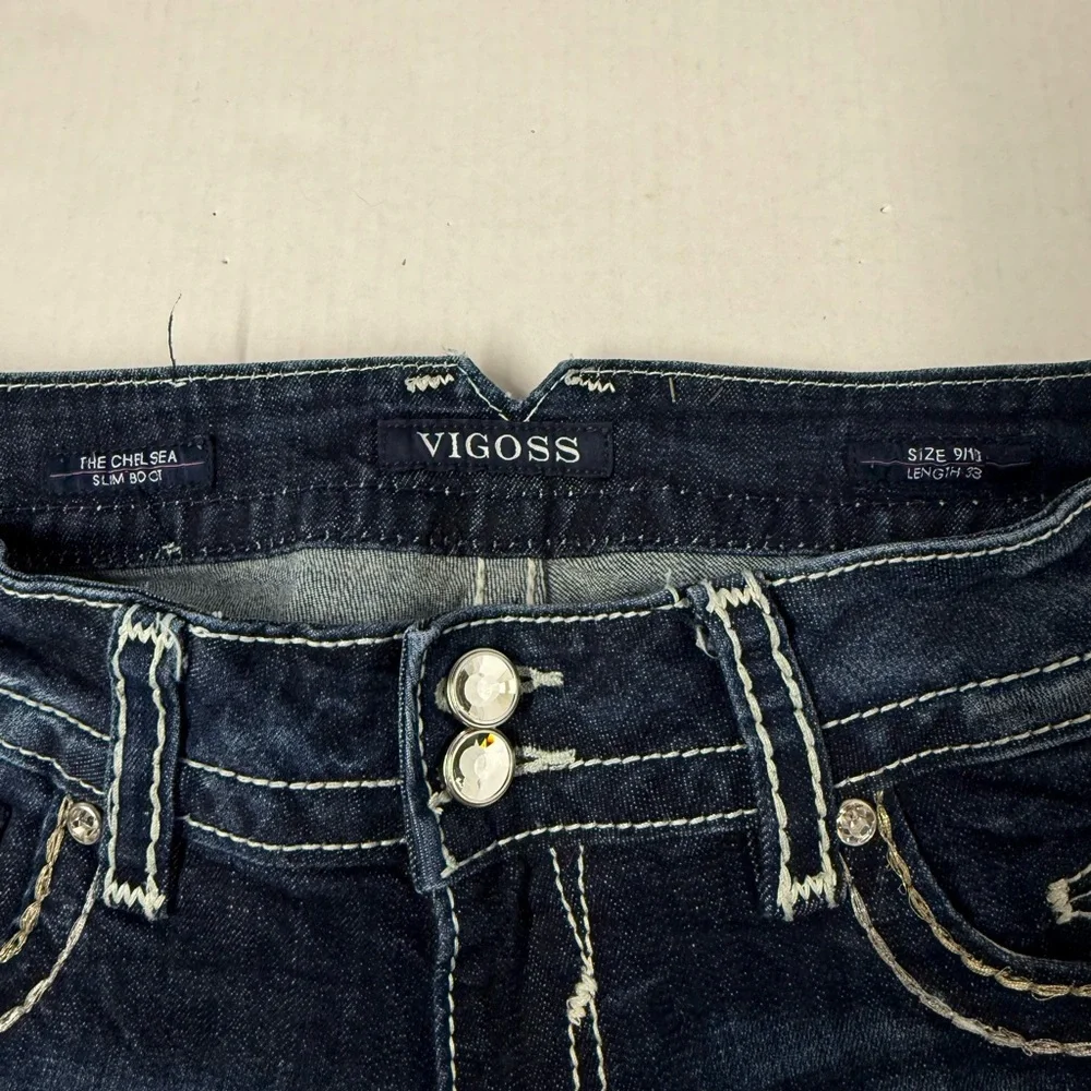 Vigoss Women's Blue the Chelsea Slim Boot Jeans size 9/10 length 33 - Picture 3 of 15